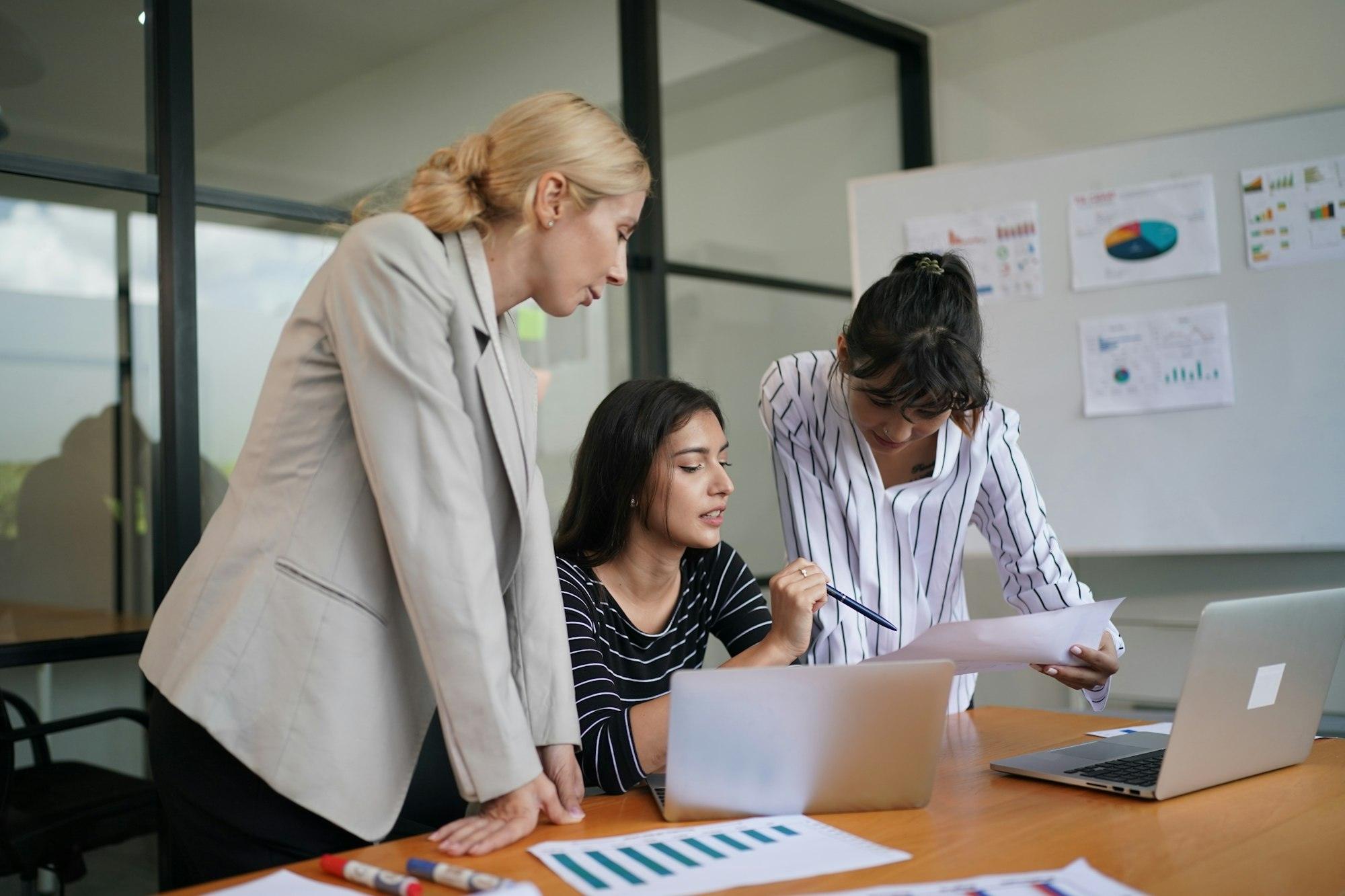 Young businesswoman working at at office